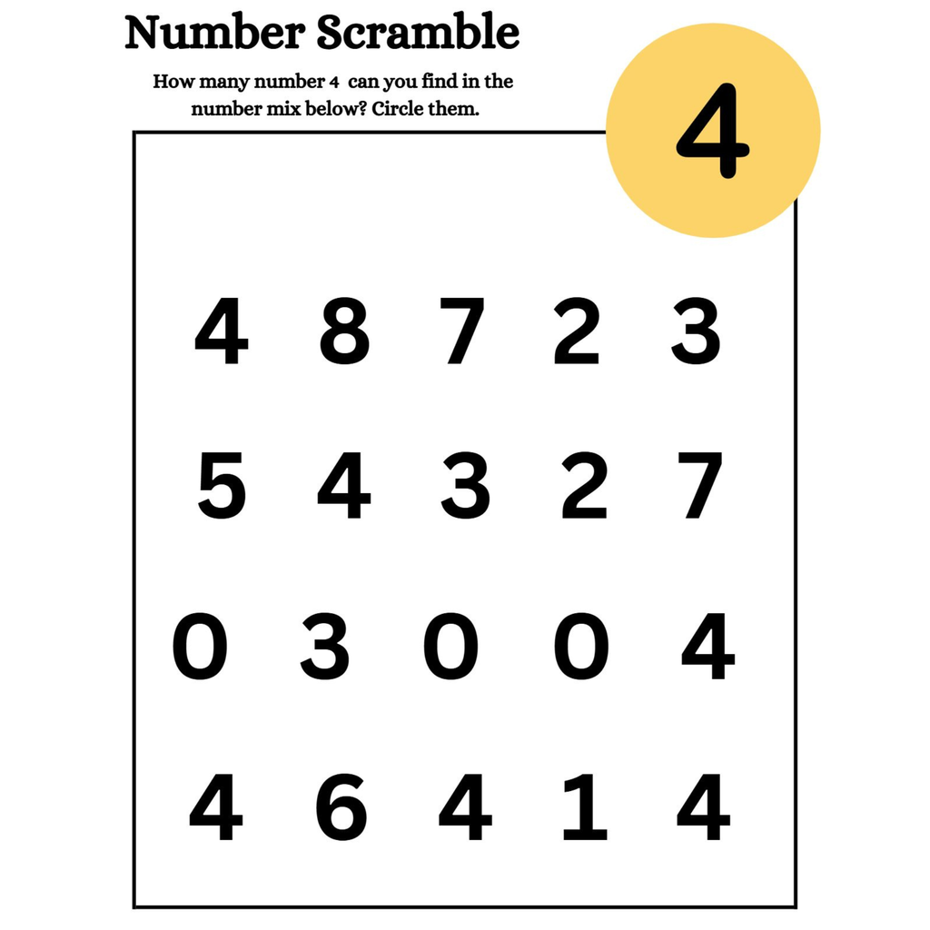 Number Scramble Count and Circle Worksheets
