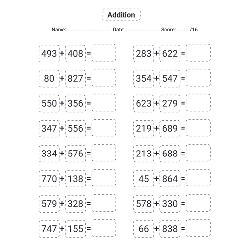 Addition Math Workbook for Kids
