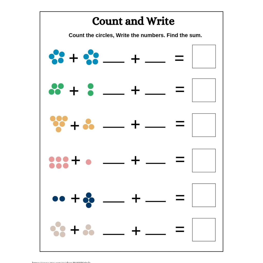 Count and Add Circles Worksheets