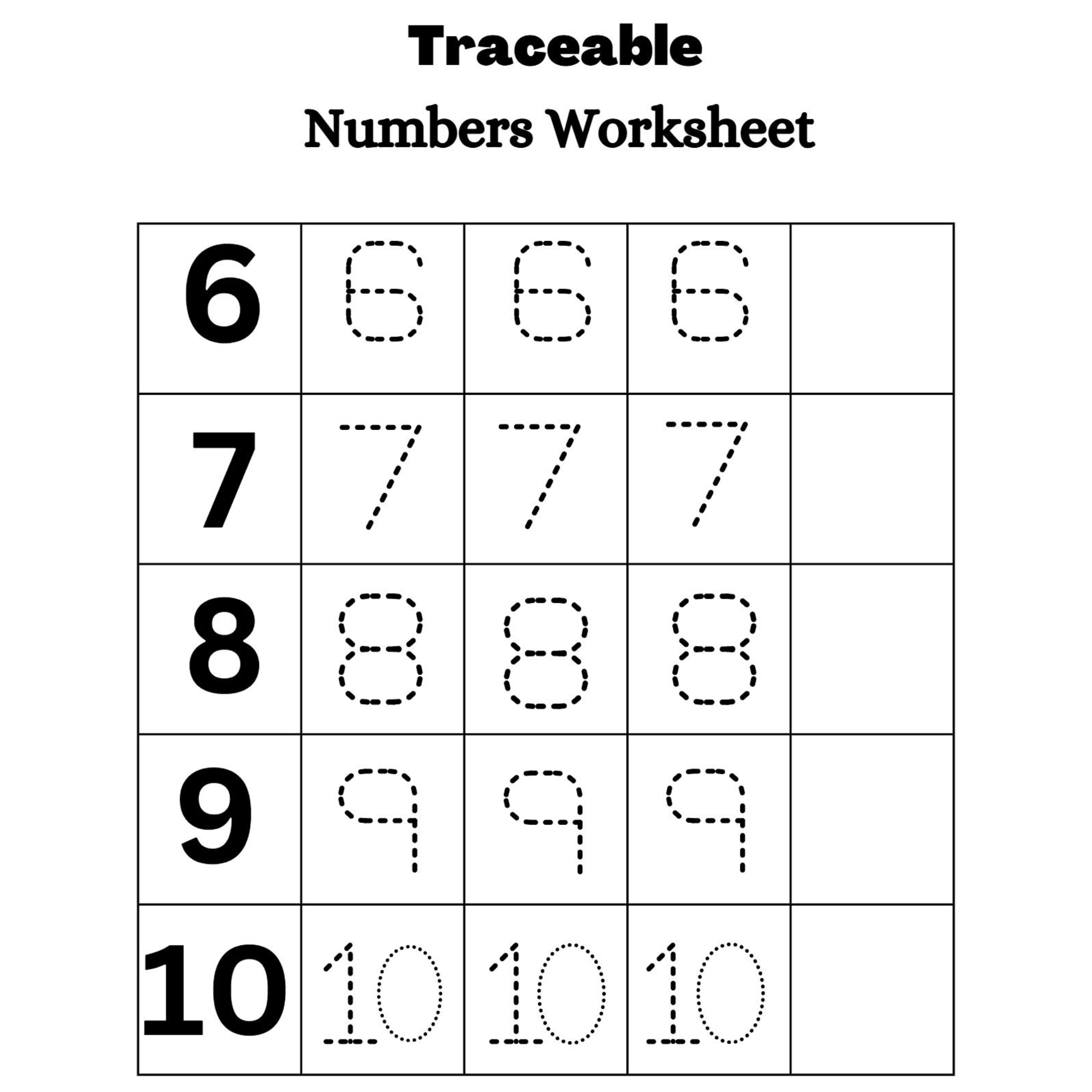 Traceable Numbers Worksheets