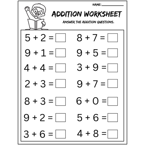 Addition Question Practice Worksheets
