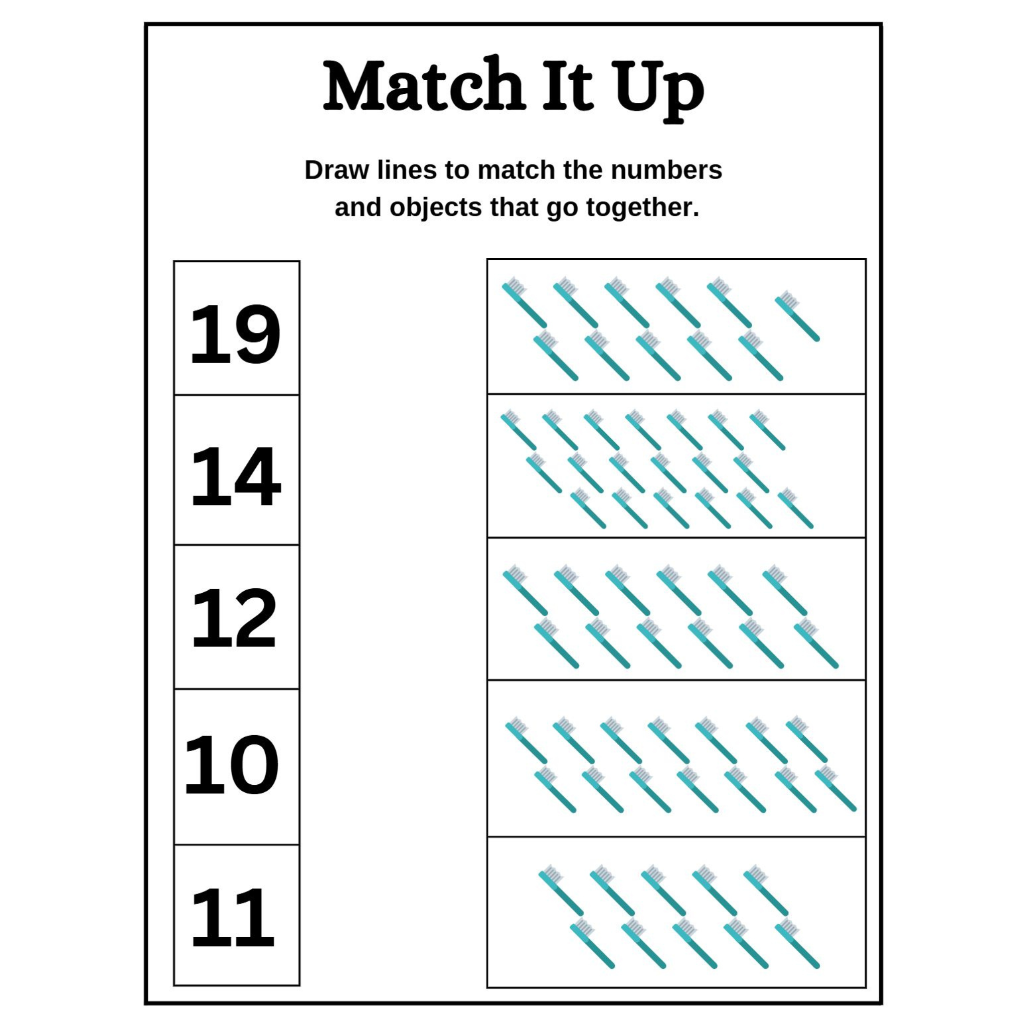 Number Matching Objects Counting Worksheet