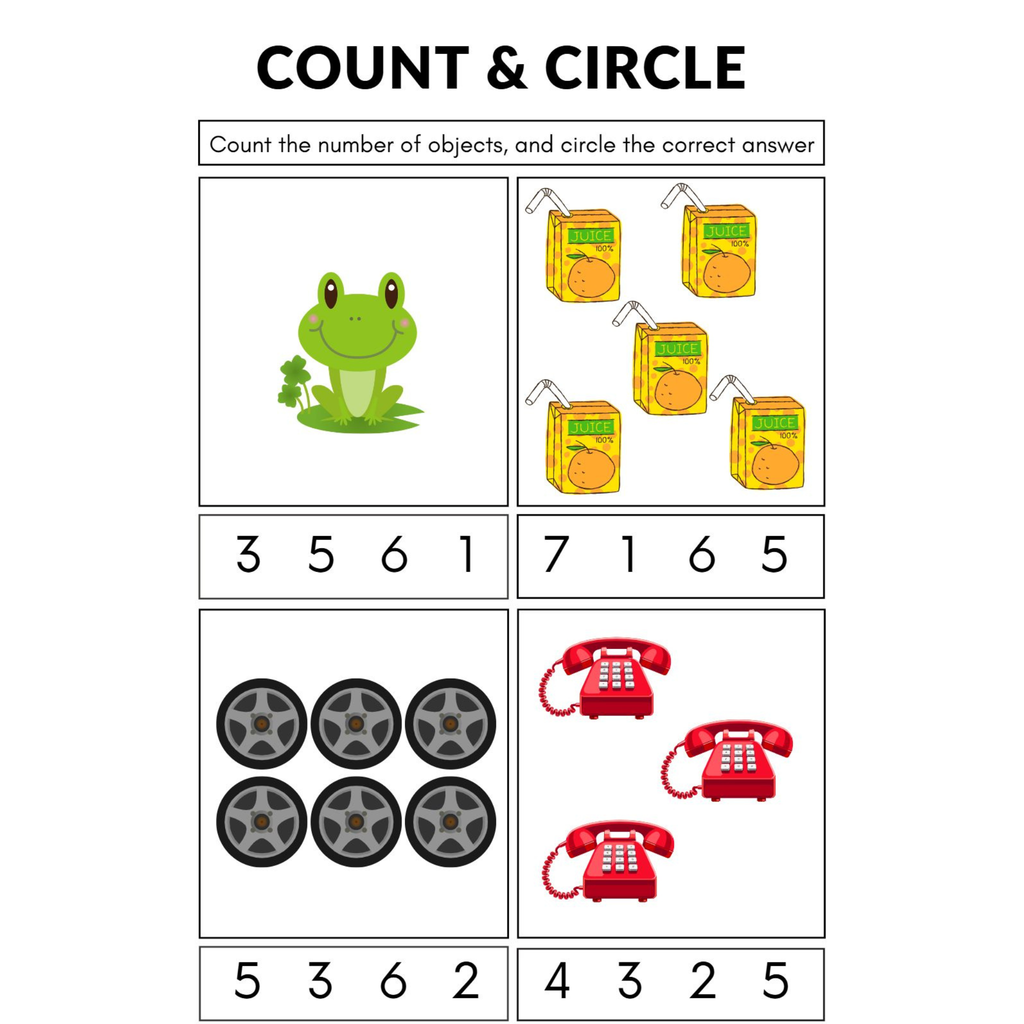 Count and Circle Objects Worksheets