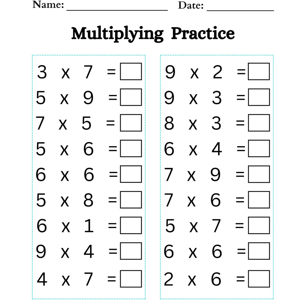 Multiplication Practice Worksheets