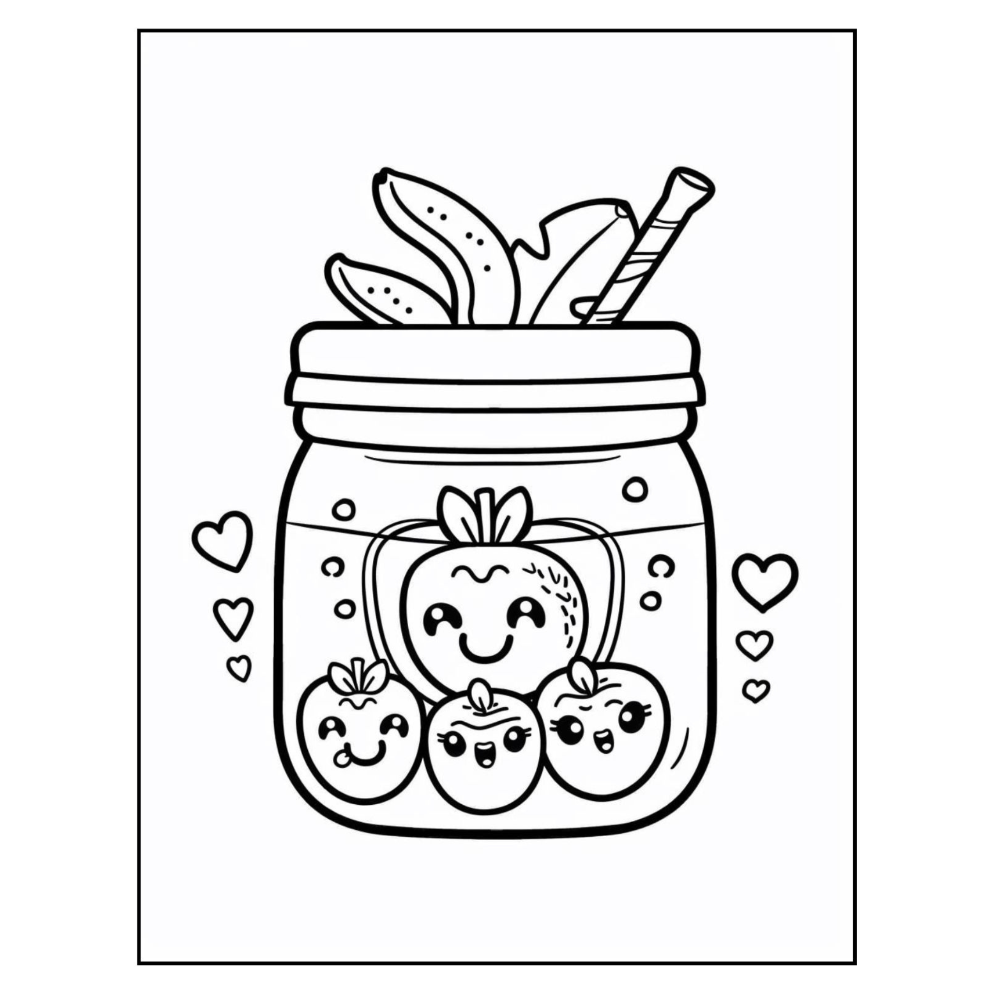 Kawaii in Jar Coloring Pages