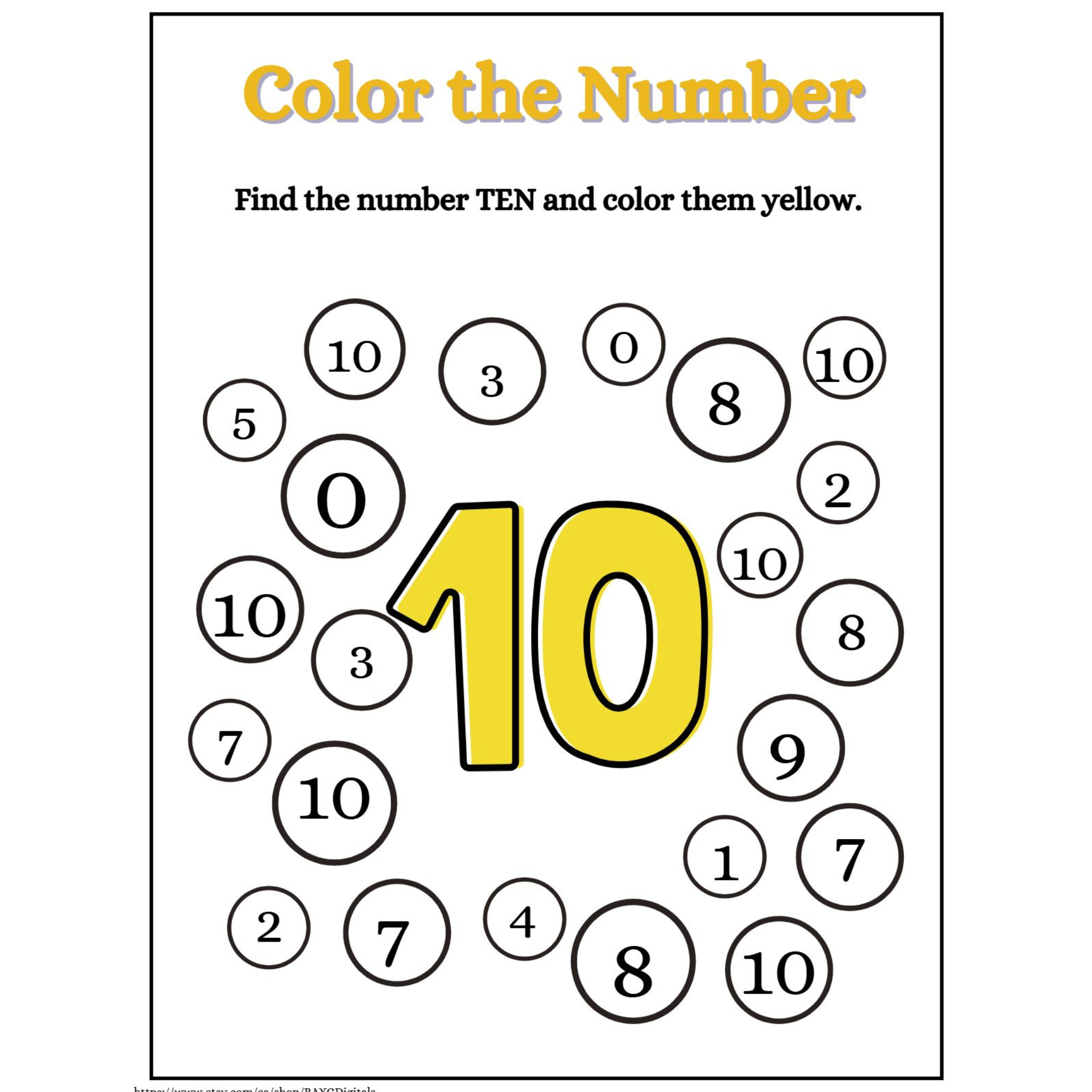 Color the Number Recognition Worksheets