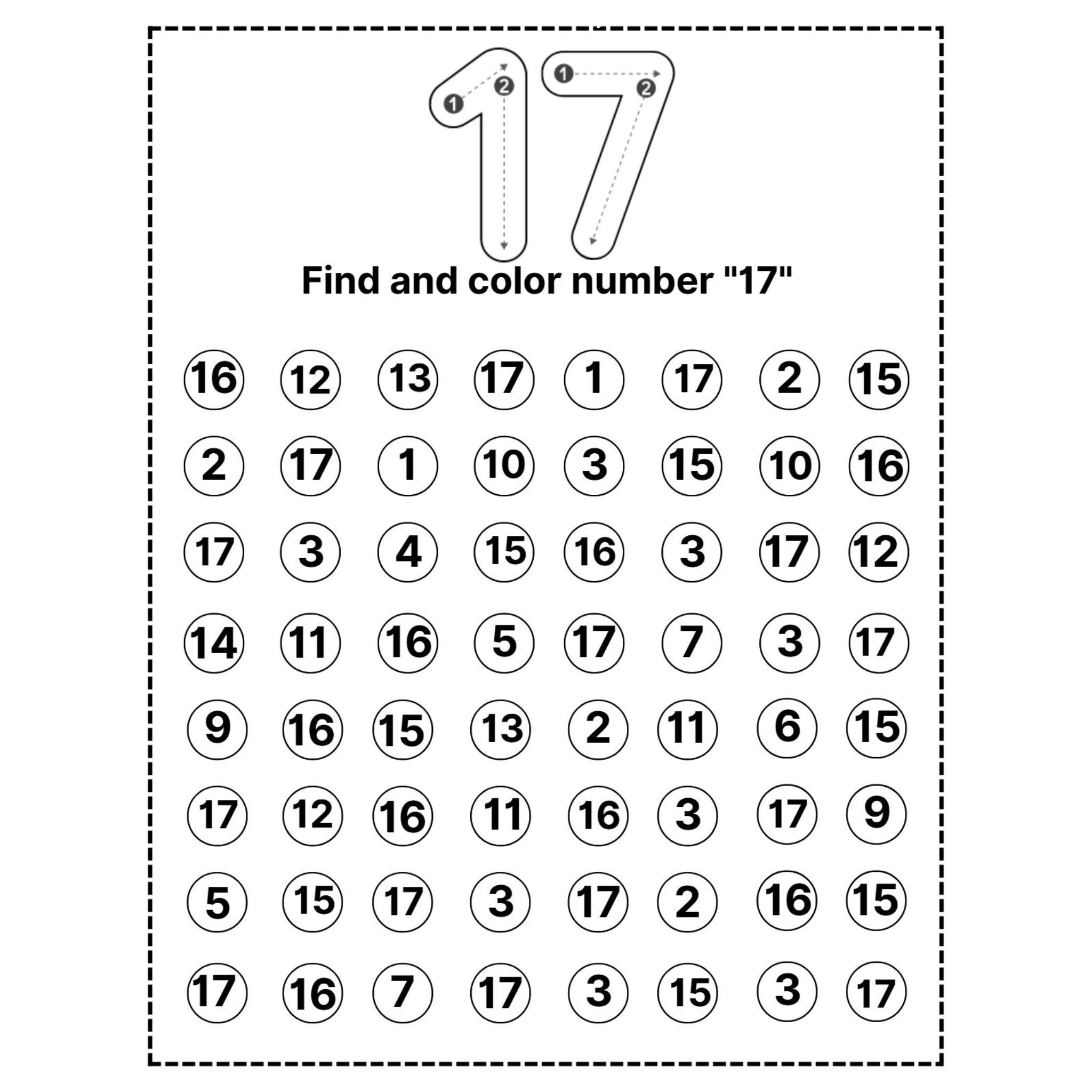 Find and Color Numbers Worksheets