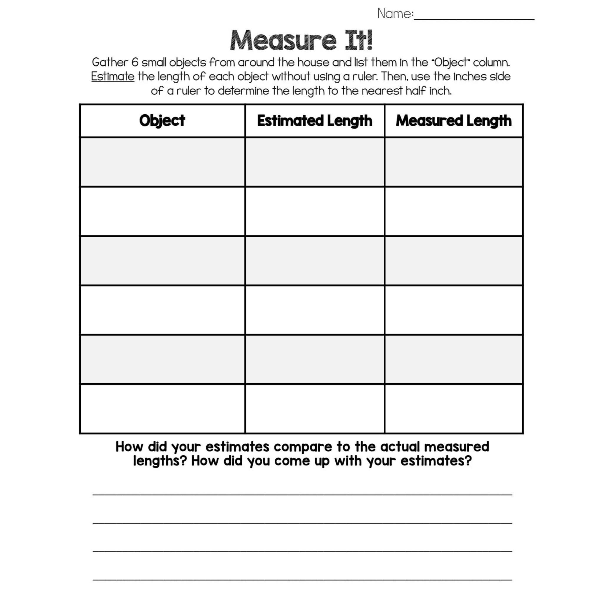 Measure It Math Worksheets