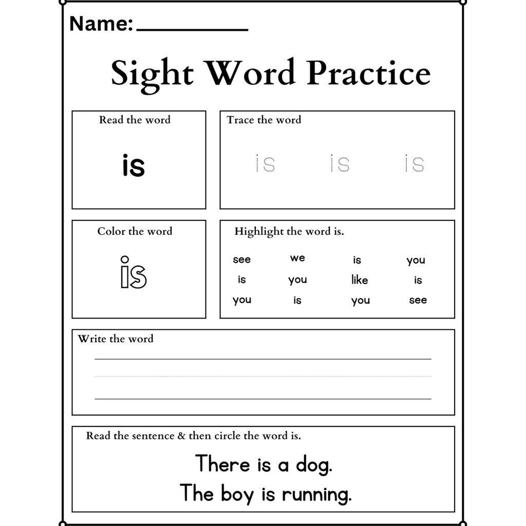 Sight Words Tracing Worksheets