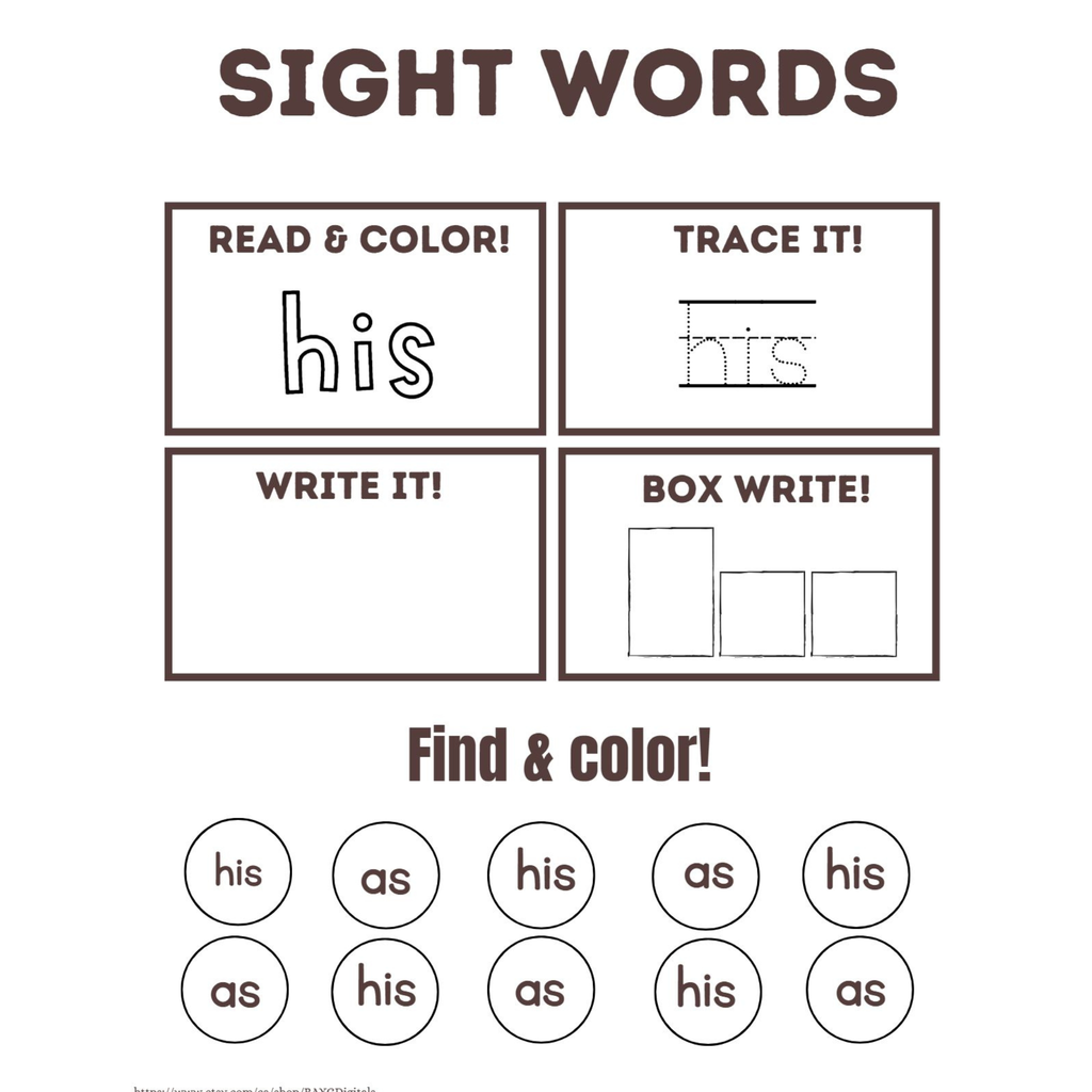 Sight Words Read Trace Write Worksheets