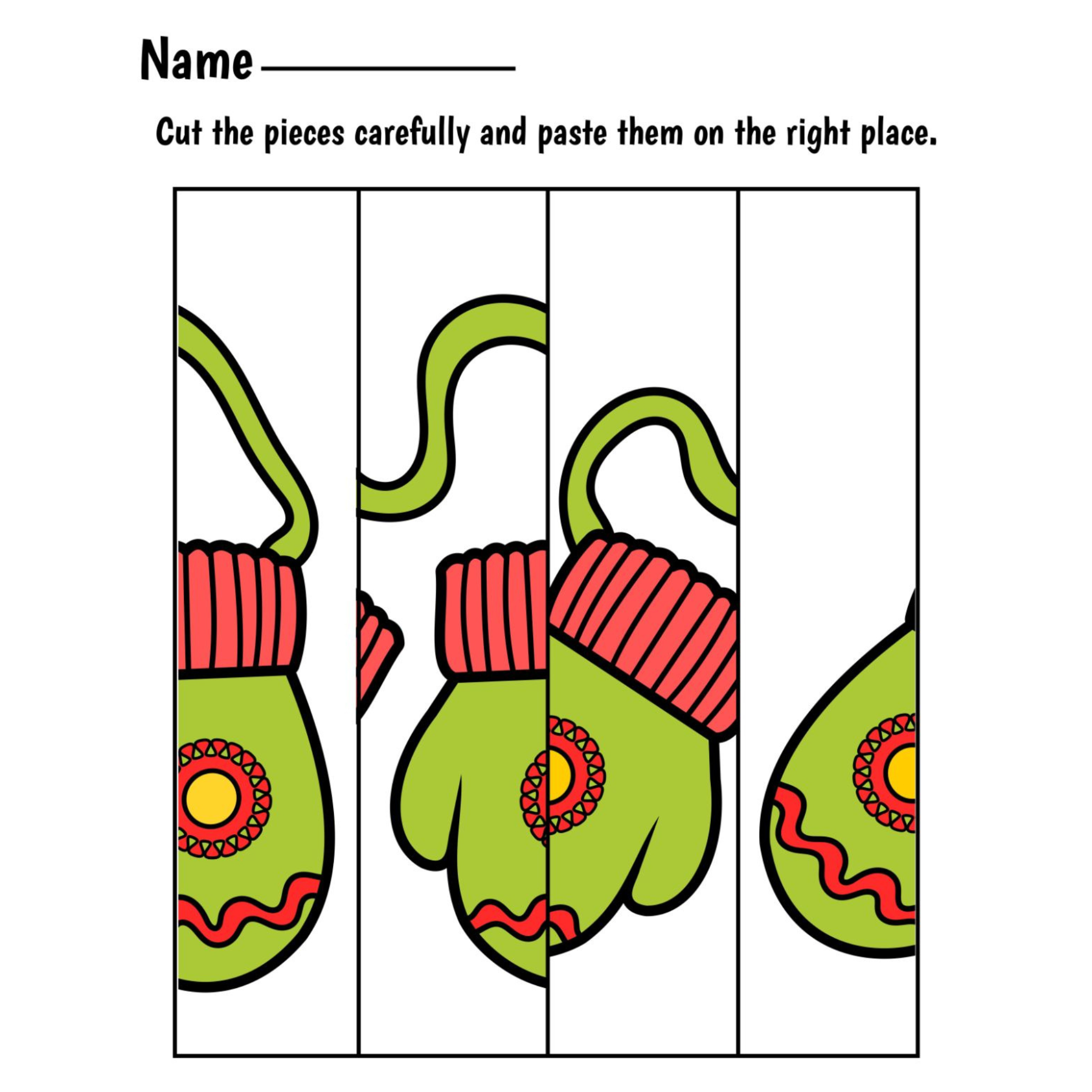 Winter Fine Motor Puzzles Cut and Paste Activities