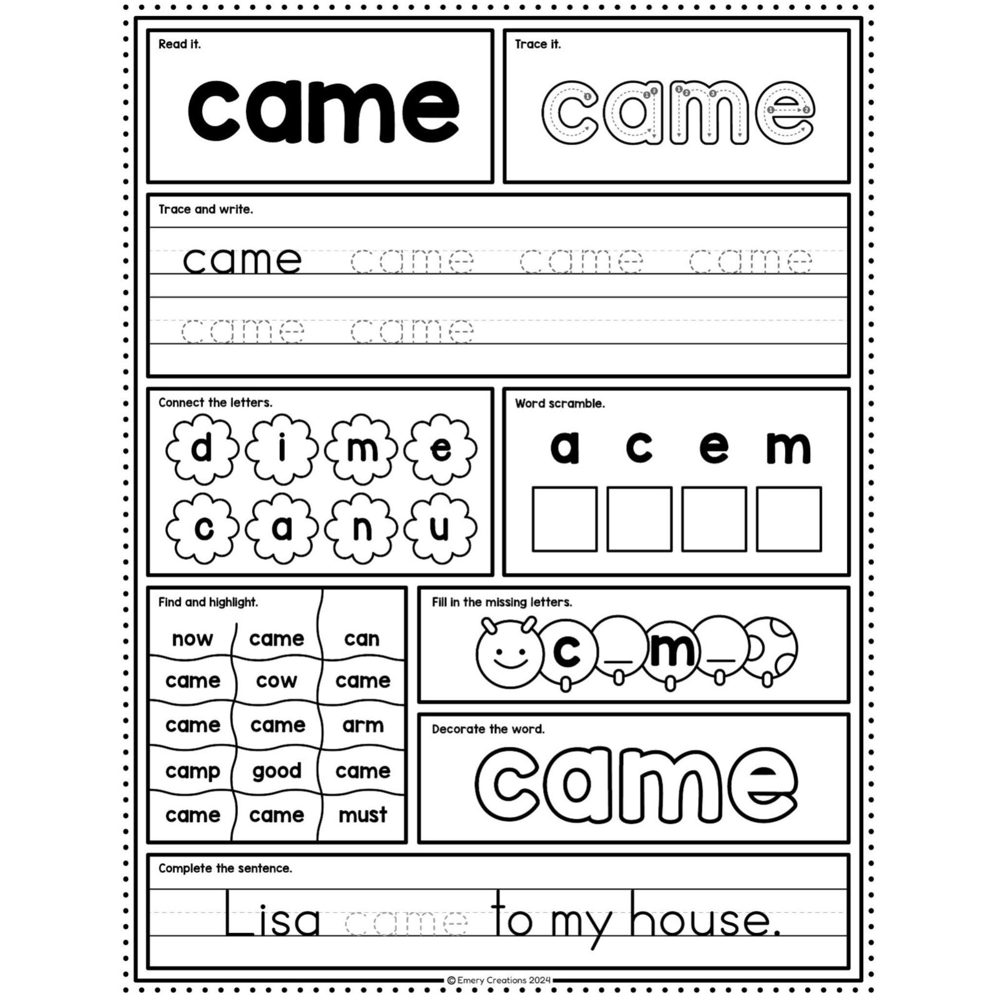 Primer Sight Word Worksheets