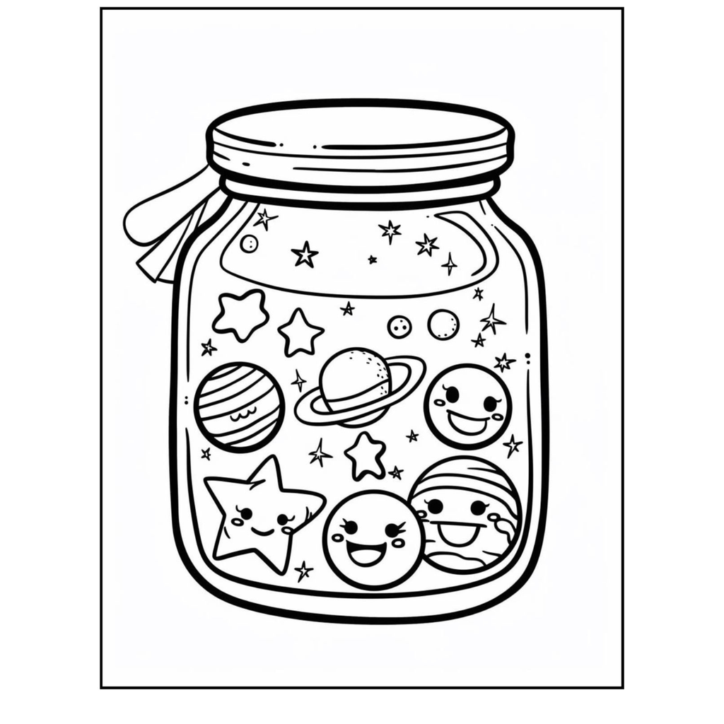 Kawaii in Jar Coloring Pages