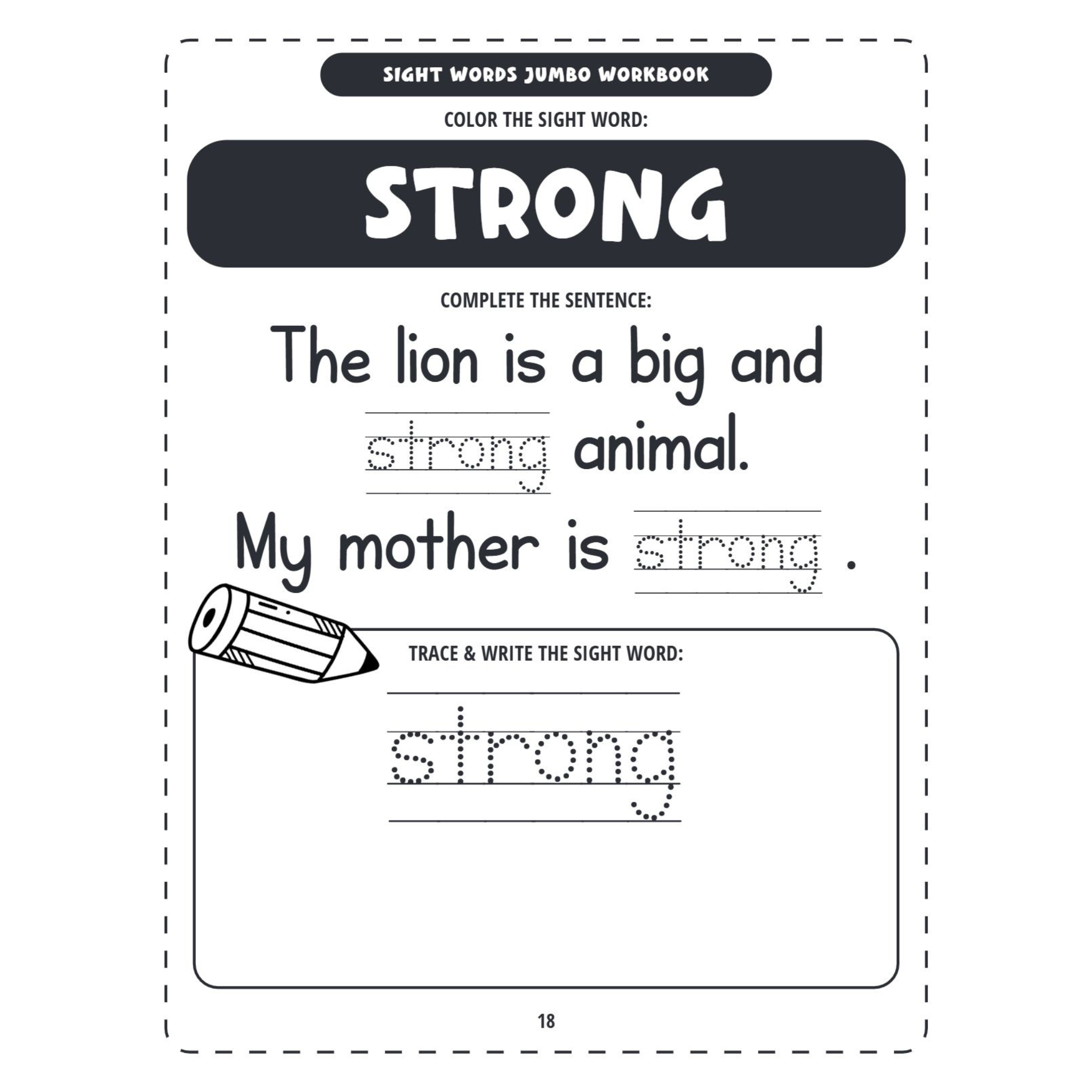 Sight Words Jumbo Workbook Trace Write Color Activities