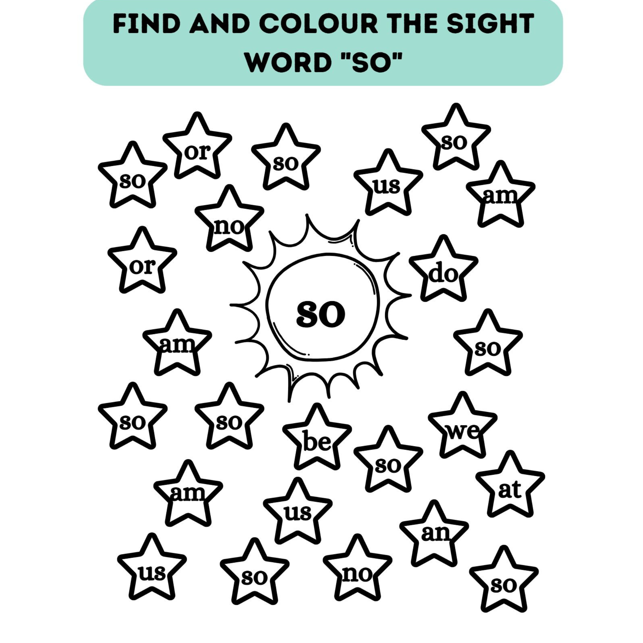 Sight Word Find and Color Worksheets