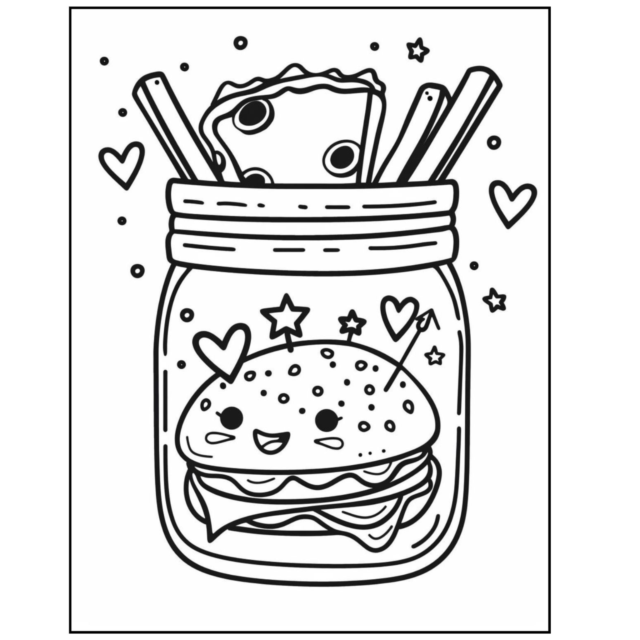 Kawaii in Jar Coloring Pages