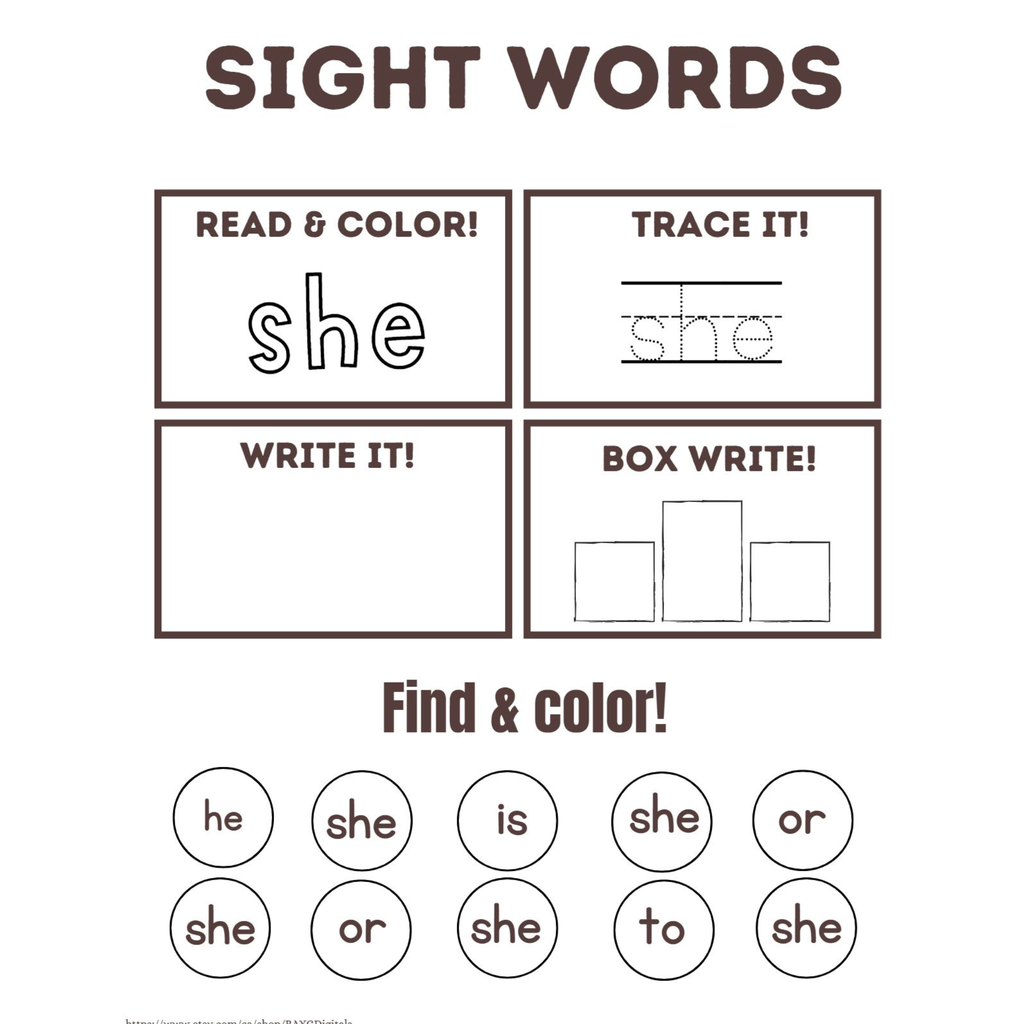 Sight Words Read Trace Write Worksheets