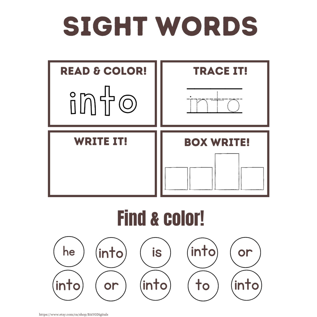 Sight Words Read Trace Write Worksheets