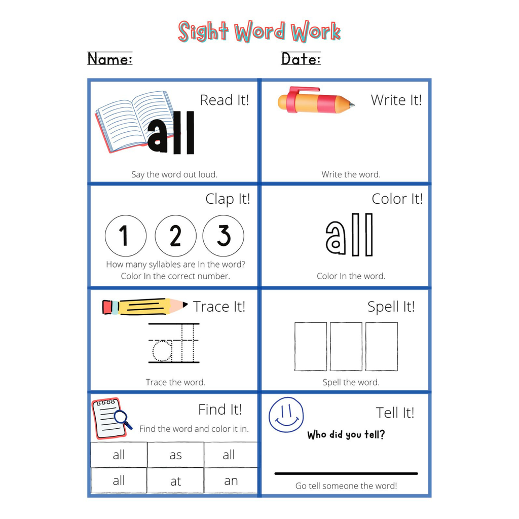 Sight Words Activity Workbook