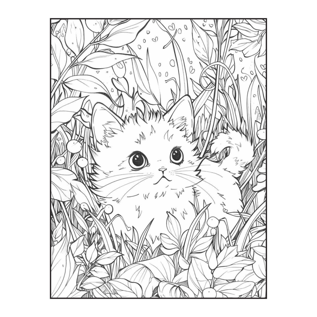 Cute Kawaii Cat Coloring Pages