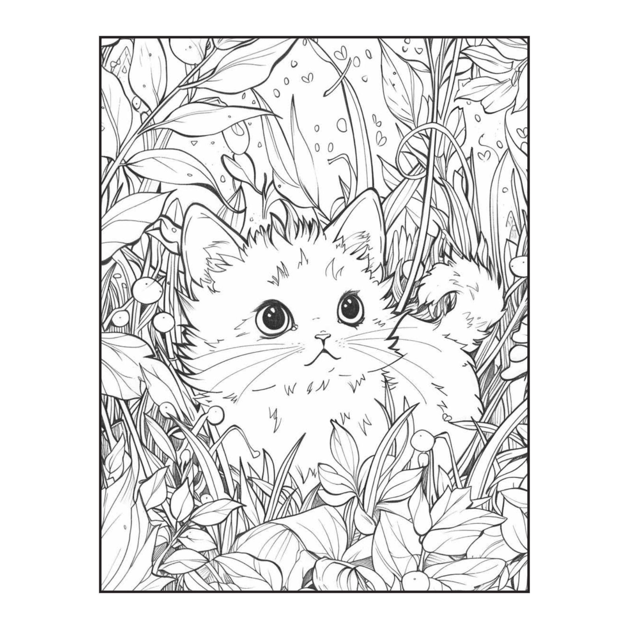 Cute Kawaii Cat Coloring Pages