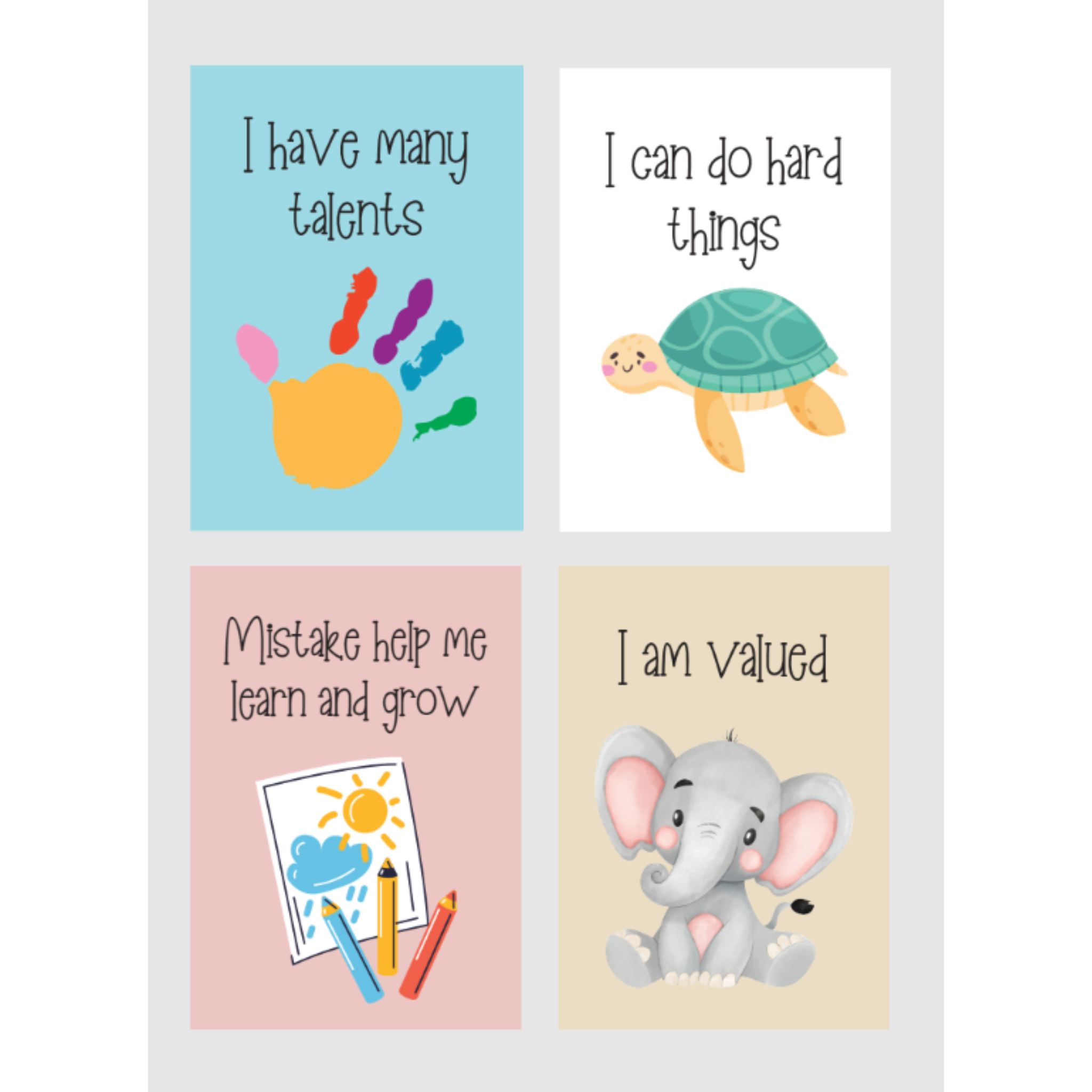Kids Positive Affirmation Cards