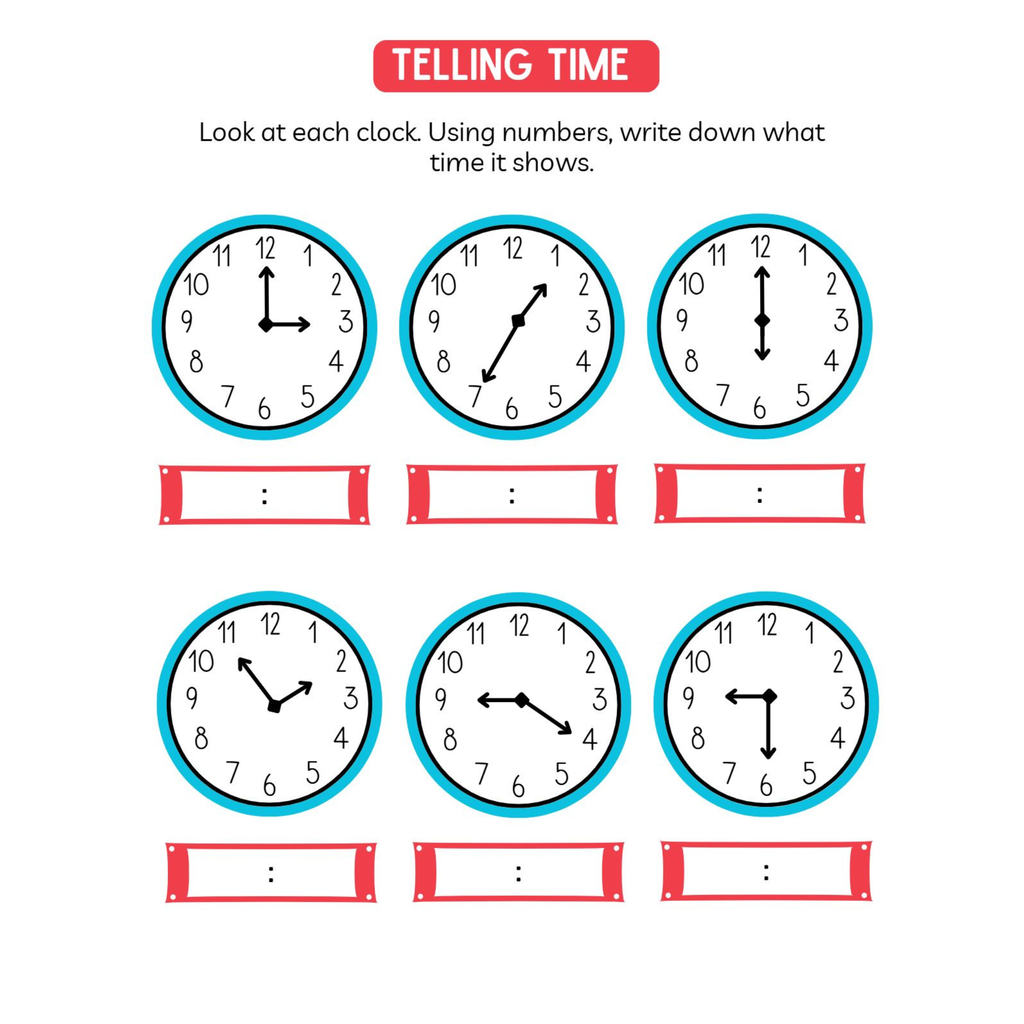 Learning to Tell Time Worksheets