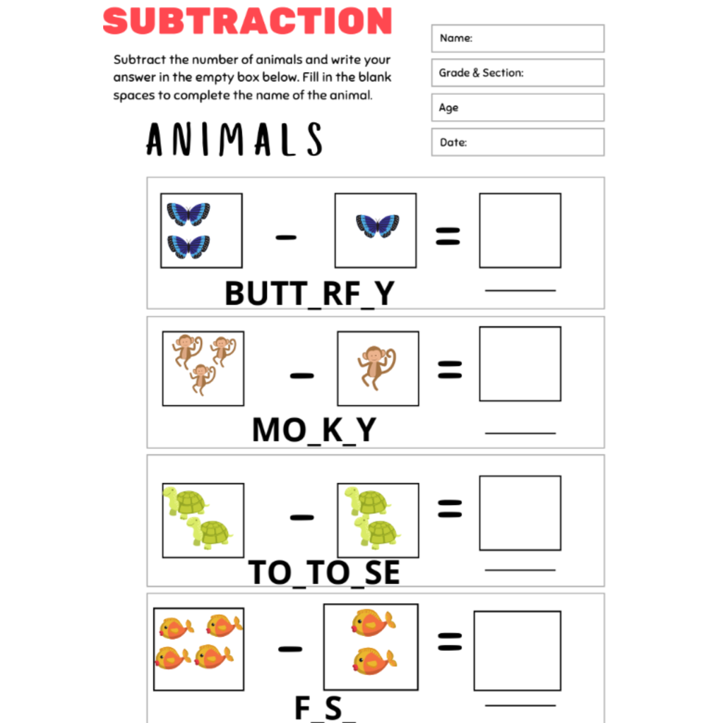 Math Spelling Addition Subtraction Worksheets