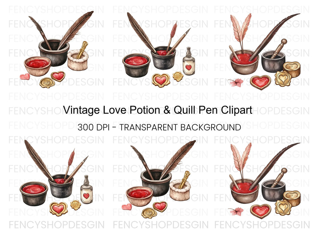 Vintage Love Letter Writing Clipart Bundle