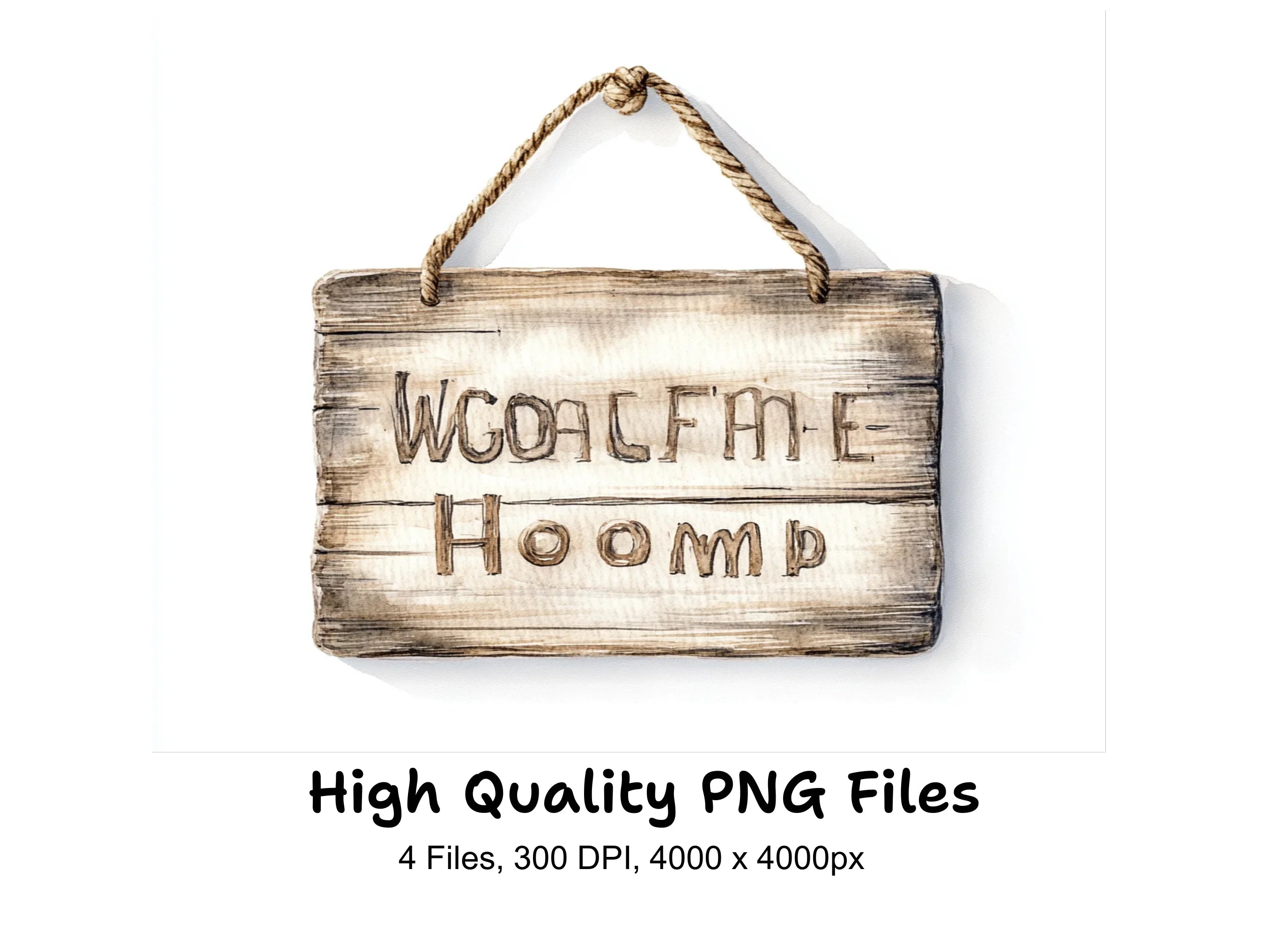 Hanging Wooden Signs Clipart Bundle