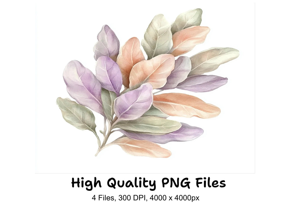 Pastel Botanical Leaf Clipart Bundle
