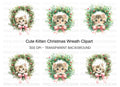 Cute Kitten Christmas Wreath Clipart Bundle