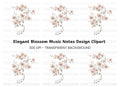 Cherry Blossom Music Notes Clipart Bundle