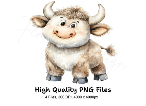 Adorable Baby Bull Clipart Bundle