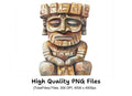 Ancient Aztec Stone Statues Clipart Bundle