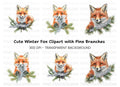 Cute Christmas Fox Clipart Bundle