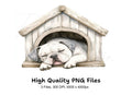 Cute Sleeping Puppies in Dog Houses Clipart Bundle