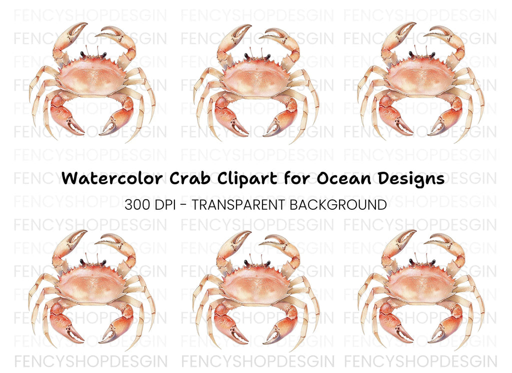 Light Orange Crab Clipart Bundle