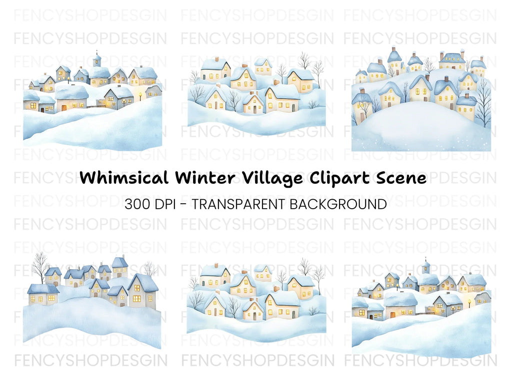 Winter Village Clipart Bundle