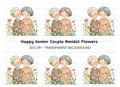 Cute Elderly Couple in Flower Garden Clipart Bundle