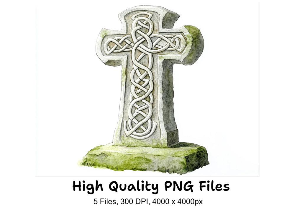 Celtic Cross Gravestone Clipart Bundle