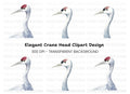 Elegant Crane Bird Head Clipart Bundle