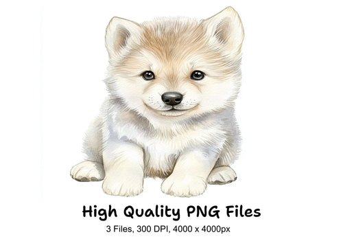 Adorable Baby Wolf Clipart Bundle