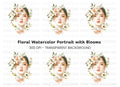 Beautiful Girl with Floral Crown Clipart Bundle