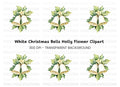 Elegant White Christmas Bells Clipart Bundle