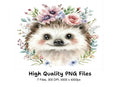 Sweet Hedgehog Floral Clipart Bundle