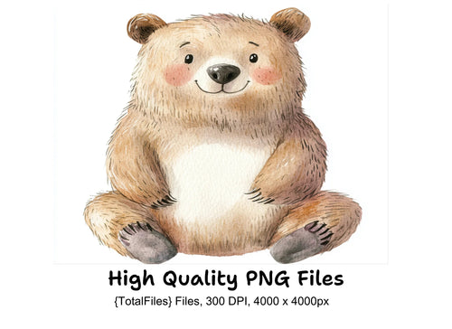 Adorable Sitting Bear Clipart Bundle