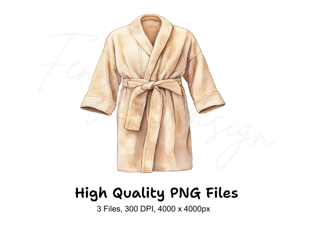 Cozy Beige Bathrobe Clipart Bundle