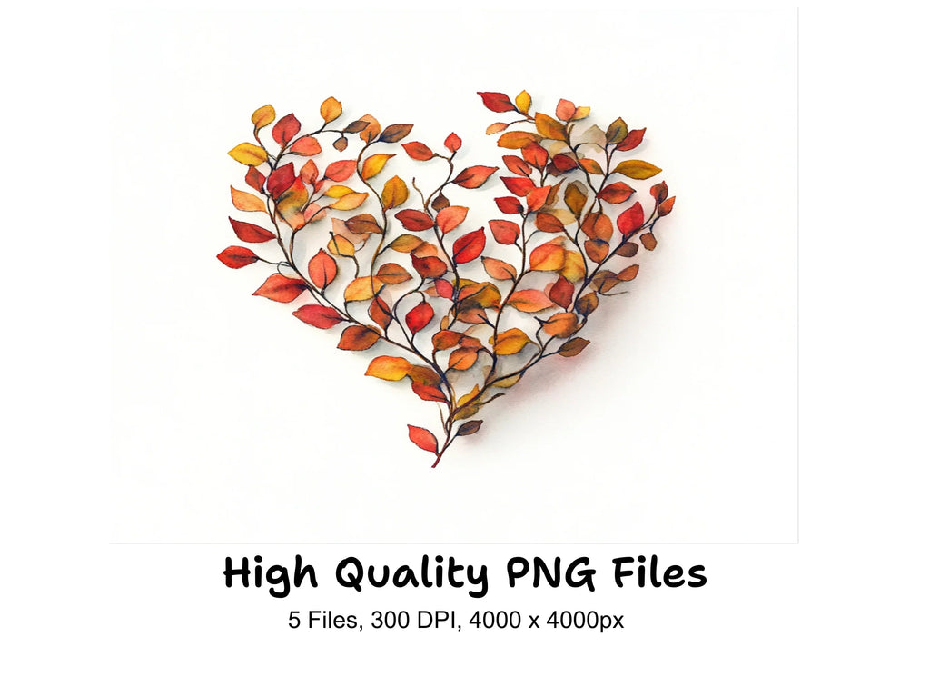 Autumn Leaves Heart Shape Clipart Bundle