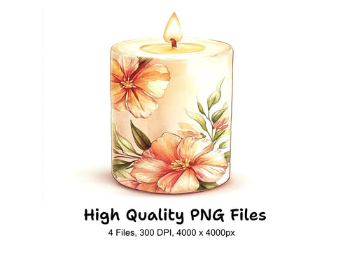 Aesthetic Floral Scented Candles Clipart Bundle